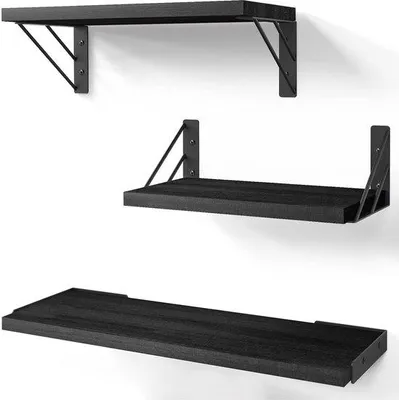 Immagine prodotto di Set composto da tre pannelli da parete in legno nero per interni eleganti