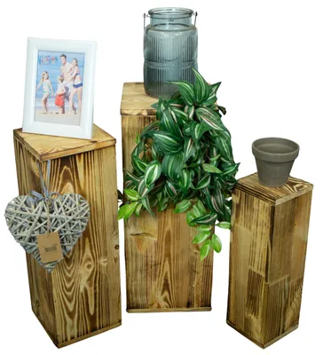 Image de Ensemble de 3 colonnes décoratives en bois