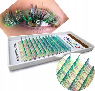 Immagine prodotto di Ciglia colorate 8-13 mm, D, 12 strisce, VERDE MIX