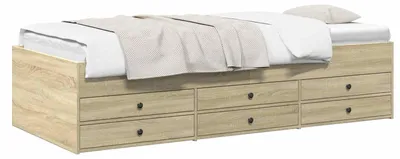 Produktbild von vidaXL Bettgestell mit Stauraum Sonoma-Eiche 80 x 200 cm Holzwerkstoff
