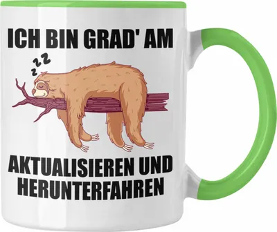 Produktbild von Trendation - Lustige Faultier Spruch Mitarbeiter Geschenk Arbeitskollege Tasse Kollegin Abschiedsgeschenk (Grün)