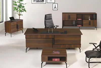 Produktbild von Arbeitszimmermöbel Büro Schreibtisch Bürotisch Set 4tlg Holz Braun