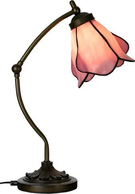 Produktbild von Clayre & Eef Tiffany Tischlampe 26x19x50 cm Rosa Glas