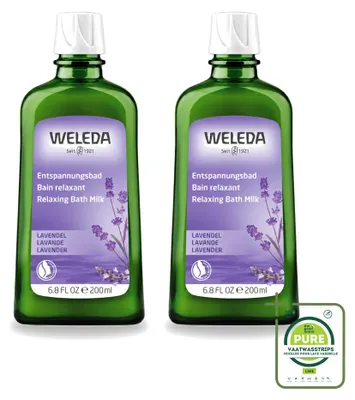Immagine prodotto di 2 confezioni di latte da bagno rilassante alla lavanda Weleda - 200 ml ciascuna - confezione grande - 2 pezzi