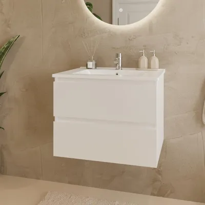 Zdjęcie produktu dla LOMAZOO MARENZA 60 cm, biały połysk, biała umywalka