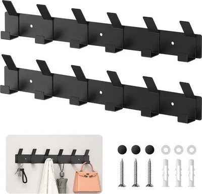 Produktbild von Famanu Garderobenhaken Set von 2 - Edelstahl - Schwarz