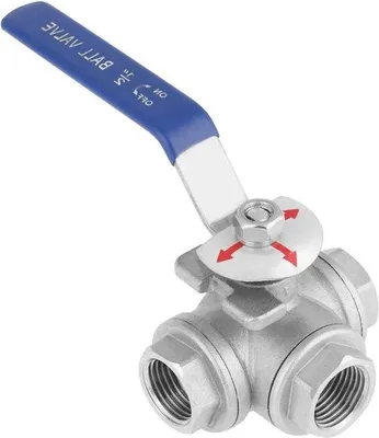 Image de Acier inoxydable Vanne à bille à 3 voies complète 1 port - Vanne à filetage interne avec poignée pour eau huile gaz