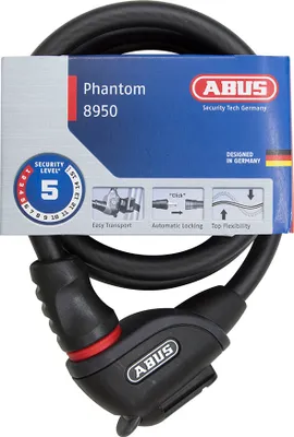 Produktbild von ABUS Kabelschloss PHANTOM 8950/180 TexKF - Fahrradschloss-Set mit Halterung TexKF für den Rahmen des Fahrrads - 12/15 mm - ABUS Sicherheitslevel 5 - Schwarz