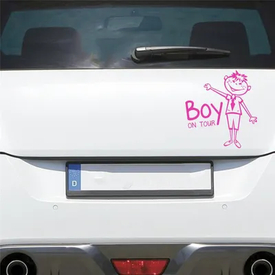 Produktbild von Auto Aufkleber Junge an Bord on Tour Baby Board 15x16 cm Pink Sticker Heckscheibenaufkleber
