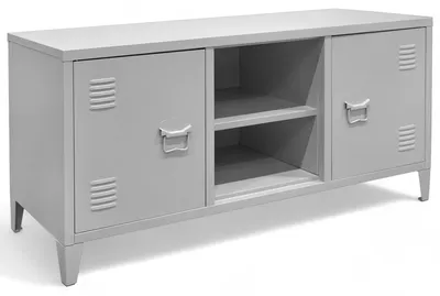 Produktbild von Industrial Sideboard Stahl Schrank Lowboard Spind 120x40x58cm sandgrau