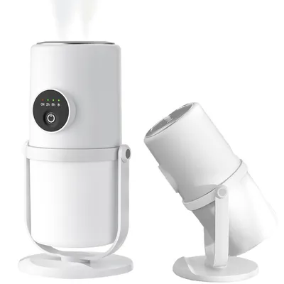 Produktbild von Luftbefeuchter, Humidifier mit drehbarem Standfuß, stufenlos dimmbarem warmem Nachtlicht und 2/8-Stunden-Timerfunktion, für Schlafzimmer, Büro