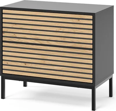 Immagine prodotto di Comodino Vicco Eliza Rovere dorato/antracite 66 x 60 cm con 2 cassetti, Model 55182
