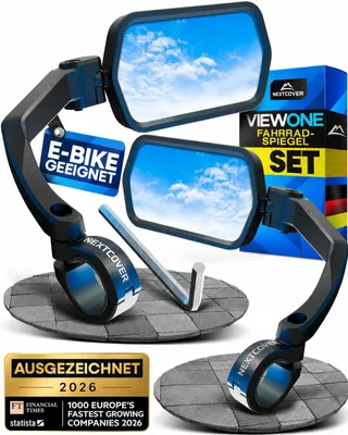 Produktbild von NEXTCOVER® Fahrradspiegel für Lenker [SET] mit ProVision-Echtglas I fest sitzender Fahrrad Rückspiegel I Fahrrad Spiegel Set I Rückspiegel Fahrrad