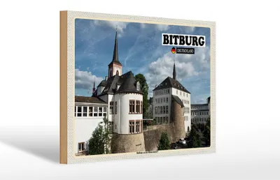 Produktbild von Holzschild Städte Bitburg Rathaus an der Römermauer 30x20cm