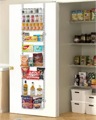 Zdjęcie produktu dla Naścienny organizer do spiżarni - 9-poziomowe półki na przyprawy - Biały - Rozwiązanie do przechowywania w kuchni