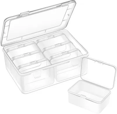Productafbeelding van Ibenzoa® Opbergset – Transparante, breekvaste opbergbox met 14 compartimenten | Hoofdbox 16,5 x 12 x 6 cm, compartimenten 7,5 x 5 x 3,5 cm