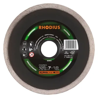 Produktbild von Rhodius 303054 DG50 Diamond cutting disc Diameter 125 mm Bore diameter 22.23 mm Tiles, Ceramic 1 pc(s)