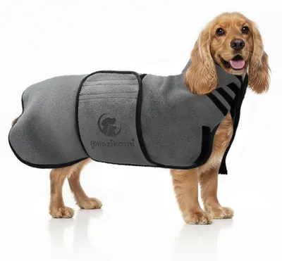Produktbild von Hundebademantel Mikrofaser Super Saugfähig Schnell Trocknend Verstellbar Grau Größe M