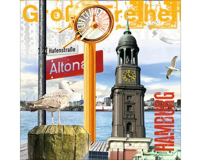 Produktbild von Glasbild Hamburg Wahrzeichen III 20x20 cm