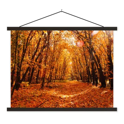 Produktbild von MuchoWow® Textilposter Herbst - Wald - Laub - Jahreszeiten 60x45 cm mit schwarzem Rahmen - Poster Schlafzimmer