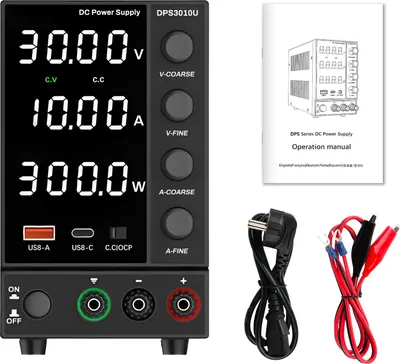 Obrázek produktu pro Laboratorní napájecí zdroj 0–30 V 0–10 A DC Nastavitelný napájecí zdroj se čtyřmístným LED displejem a zástrčkou EU, 300 W