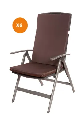 Produktbild von Stuhlkissen 6er set | Sitzkissen 110x47x4cm Braun | sitzkissen gartenmöbel Polsterauflage Auflage für Stühle | stuhlkissen outdoor