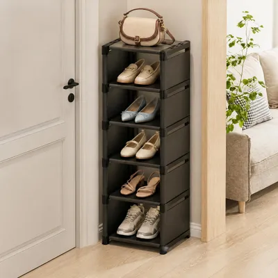 Imagen del producto de Estantería para zapatos con 6 niveles, diseño que ahorra espacio, dimensiones de 90 x 27 x 26 cm, ideal para recibidores y salones