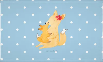 Produktbild von Mr. & Mrs. Panda Handtuch Fuchs Mama - Blau Pastell - Geschenk, 50x100, Tochter, Flauschtuch, Schoß, gesichtstuch, Mutter, kleines, Muttertag