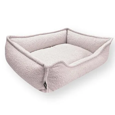 Produktbild von 4L Textil Kuscheliges Hundebett aus Bouclé LEO Premium-LINE orthopädisches Hundekörbchen Hundekissenfür mit Memory Foam (60x40 cm, Rosa)