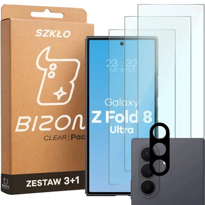 Produktbild von 3x Gehärtetes Glas + Kameraschutz für Galaxy Z Fold8 Ultra, Bizon Glass Clear Pack