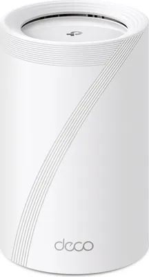 A white cylindrical mesh Wi-Fi system device.