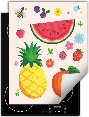 Produktbild von DarHaus Herdabdeckplatte Einteilig Küche Abdeckplatte für Glaskeramikkochfeld Abdeckung Induktionskochfeld Aufrollbare Matte 40x52 cm, bunt - Obst