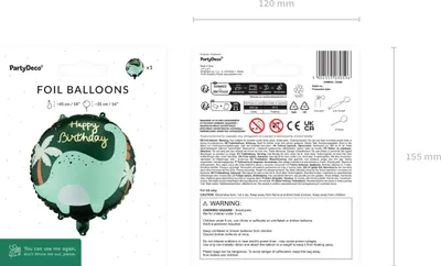 Produktbild von Folienballon Brontosaurus Happy Birthday 35x35cm rund Grün Gold