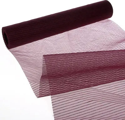 Zdjęcie produktu dla Bieżnik z organzy w tkane paski - bordowy - 28 cm x 15 m - 70 280 011