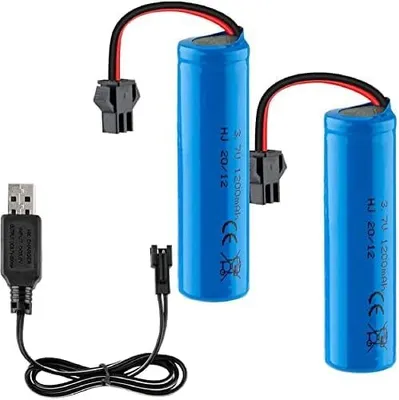 Zdjęcie produktu dla Akumulatory 3,7 V 1200 mAh z kablem USB do DE45 DE42 1:14 | Wtyczka SM-2P | Szybkie napełnianie, 2 sztuki, niebieski