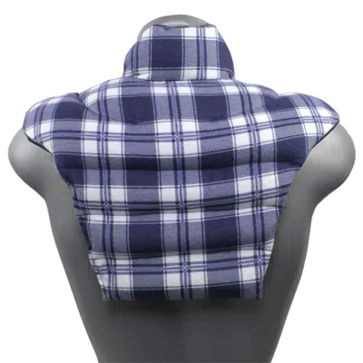 Produktbild von Nackenhörnchen HWS - Nacken+Schultern+Rücken - Flanell karo-blau - Bio-Dinkelkissen - Nackenkissen Wärmekissen Kältekissen - Mikrowelle und Backofen