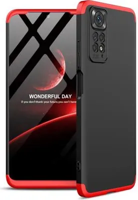 Produktbild von 360 Grad-Case für Xiaomi Redmi Note 11 - Farbe: Schwarz & Rot - Modellkompatibilität: Für Xiaomi Redmi Note 11