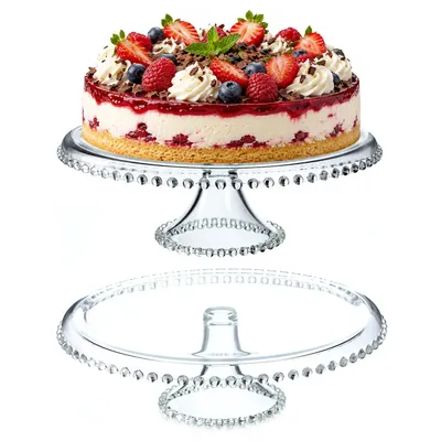 Produktbild von KADAX Tortenständer aus Glas, 32 cm, Kuchen, Obst, Kuchen, rund auf einem Bein, KI-generiertes Bild