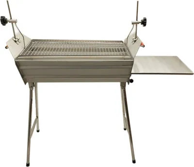 A stainless steel barbecue grill with a side table, shown against a white background.