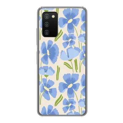 Produktbild von MuchoWow® Handyhülle Schutzhülle Hülle für Samsung Galaxy A03s Blume - Blau - Muster Silikon Softcase Handy Hülle - Schutz