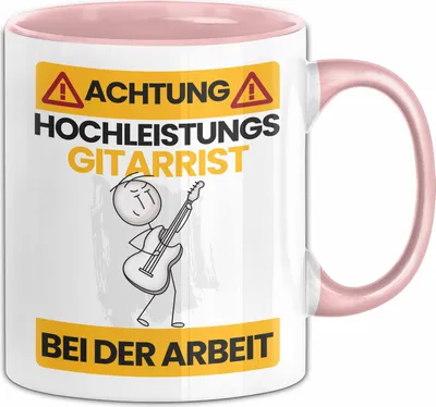 Produktbild von Gitarrist Tasse Geschenk Lustiger Spruch Geschenkidee für Gitarrist Achtung Hochleistungs Gitarrist Bei Der Arbeit (Rosa)