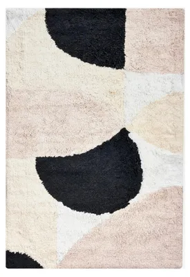 Produktbild von Rechteckige Badematte aus Baumwolle 60 x 90 cm mit geometrischem Muster in Beige