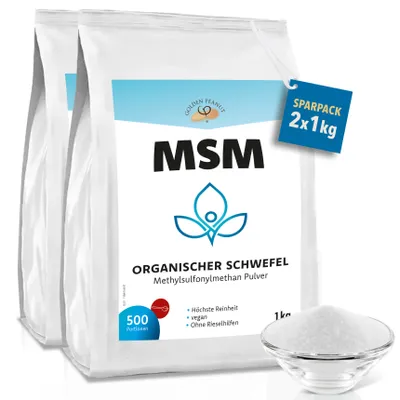 Produktbild von GOLDEN PEANUT MSM 2 x 1 kg, Methylsulfonylmethan, höchste Reinheit, organischer Schwefel ohne Zusätze und Rieselhilfen