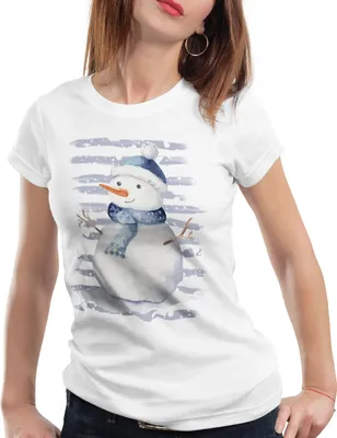 Produktbild von style3 Schneemann Damen T-Shirt winter urlaub weihnachten, Größe:L