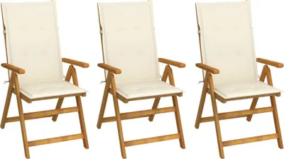 Produktbild von The Living Store Klappbare Gartenstühle 3 Stk. mit Auflagen Massivholz Akazie