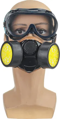 Immagine prodotto di Maschera antigas di sopravvivenza, respiratore di sicurezza spray con filtro a doppia protezione e occhiali di protezione