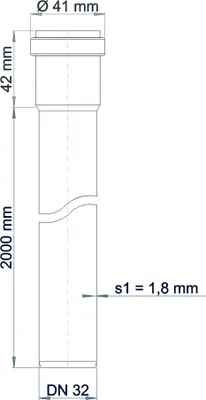 Produktbild von Poloplast POLO-KAL NG, Steckmuffenrohr, DN 32, Stange mit 2m, 1 Stk.