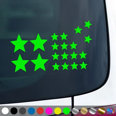Produktbild von PantherPixel Sternchen Set Aufkleber Mehrteilige Sterne Sticker Auto Geschenkidee Farbe Neon-Grün