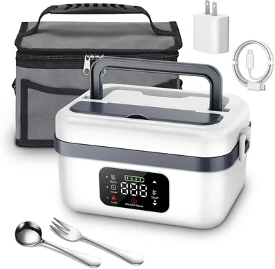Produktbild von Elektrische Lunchbox - Tragbare Essensbox - 1 l Fassungsvermögen - 16.000 mAh Powerbank - Kabelloses Selbstheizen - 220 V - Für Arbeit, Reisen und Auto - Typ A