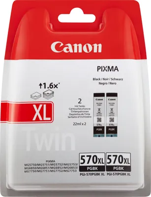 Zdjęcie produktu dla Canon 0318C007, Wysoka (XL) wydajność, Czarny, Tusz na bazie pigmentu, 22 ml, 2 szt., 500 stron(y)